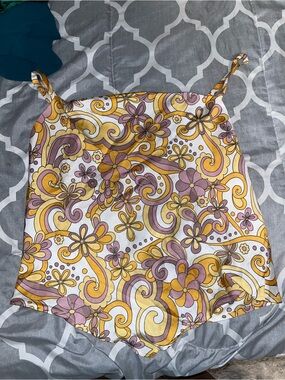 Bwear Floral Paisley Satin Cami in Yellow and Purple